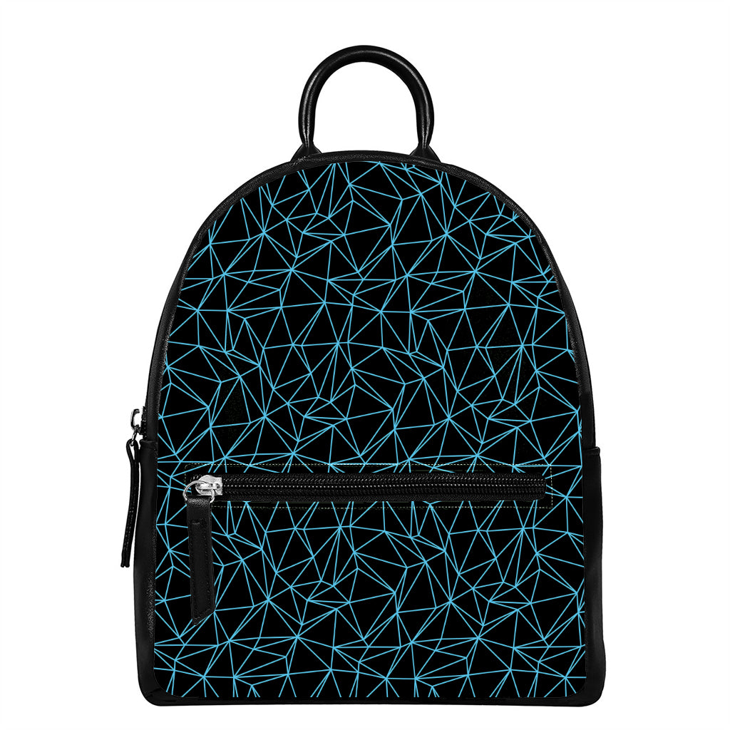 Black And Blue Geometric Mosaic Print Leather Backpack
