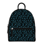 Black And Blue Geometric Mosaic Print Leather Backpack