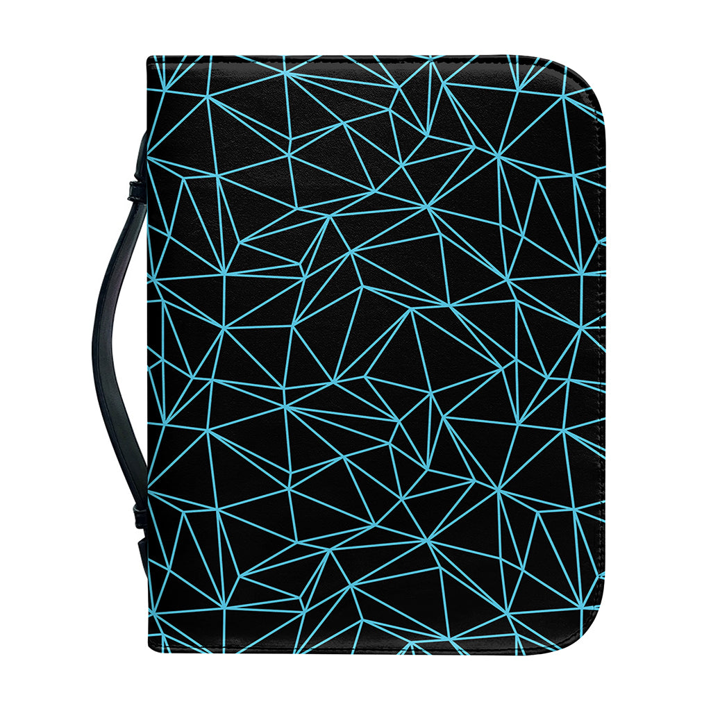 Black And Blue Geometric Mosaic Print Leather Bible Cover
