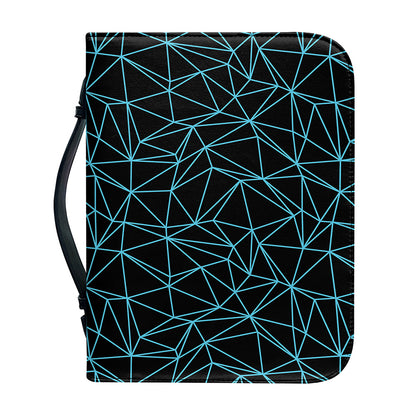 Black And Blue Geometric Mosaic Print Leather Bible Cover