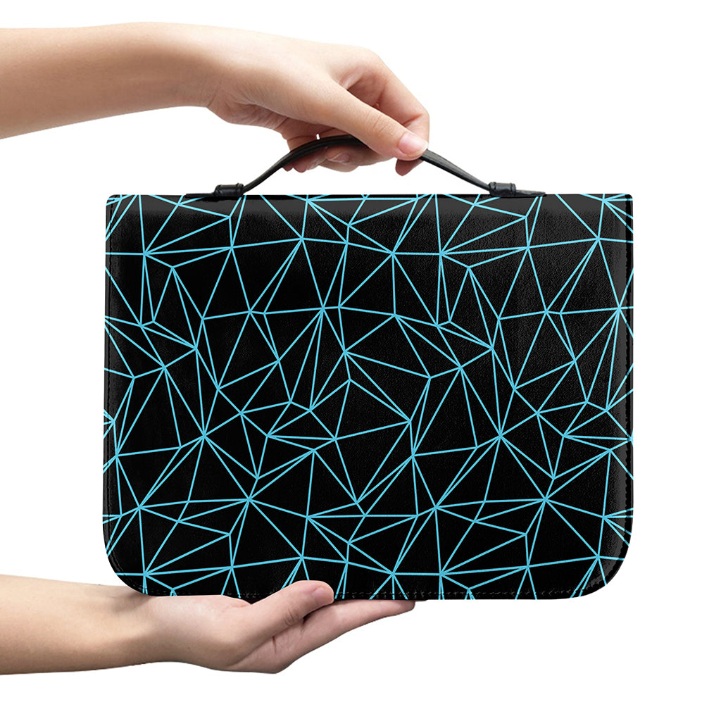 Black And Blue Geometric Mosaic Print Leather Bible Cover