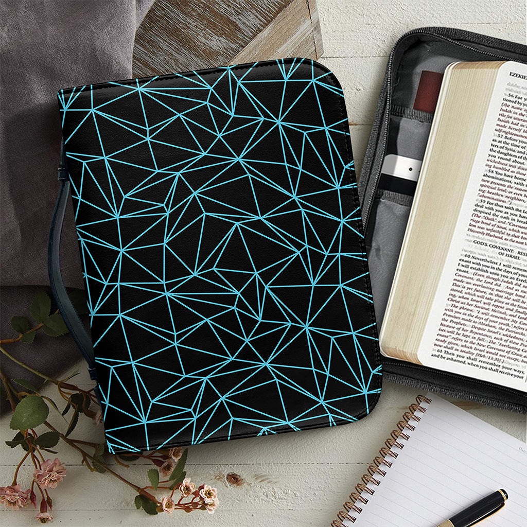 Black And Blue Geometric Mosaic Print Leather Bible Cover