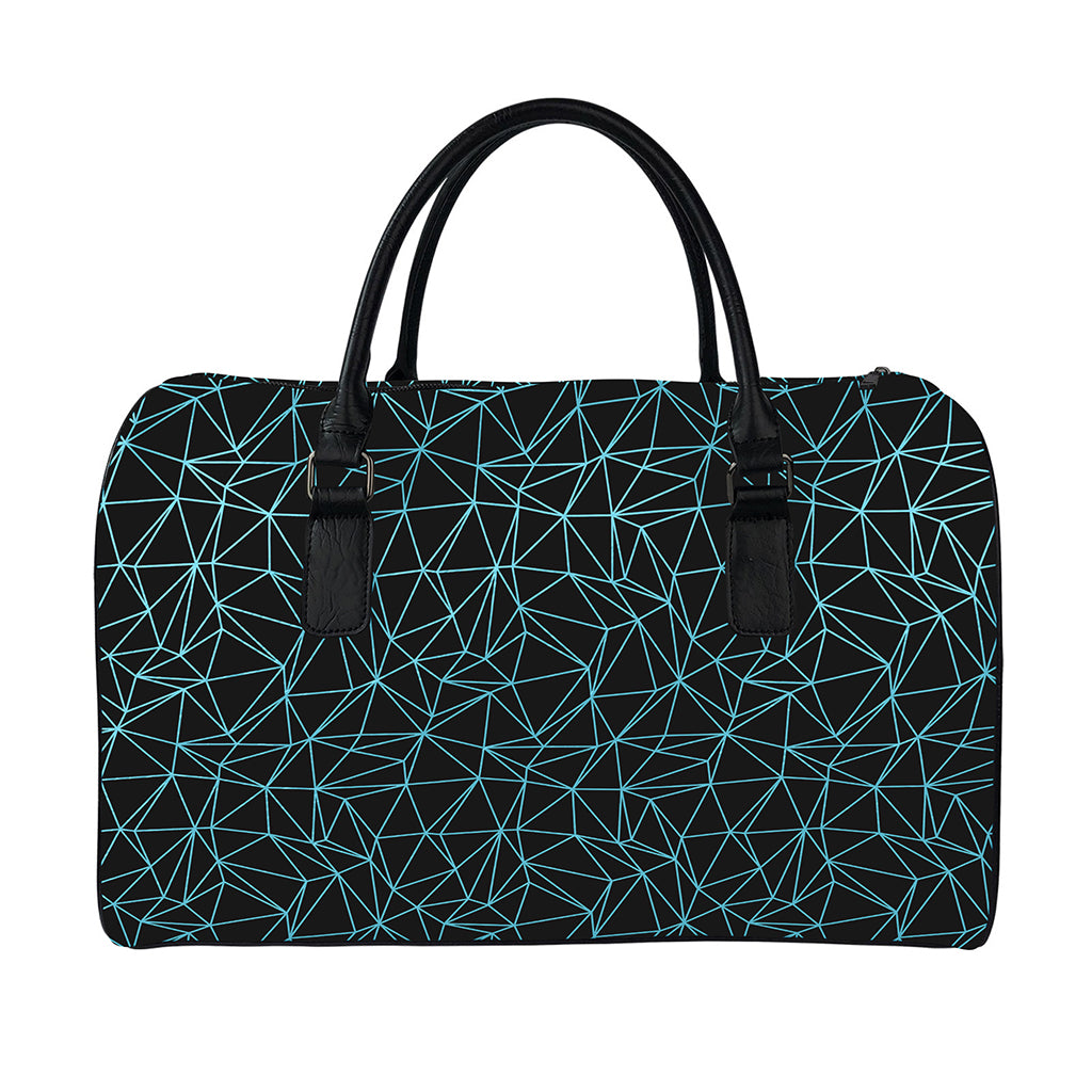 Black And Blue Geometric Mosaic Print Leather Duffle Bag
