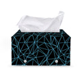 Black And Blue Geometric Mosaic Print Leather Tissue Box Cover