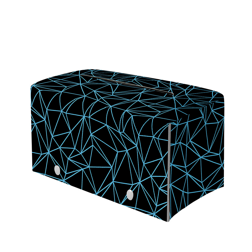 Black And Blue Geometric Mosaic Print Leather Tissue Box Cover