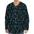 Black And Blue Geometric Mosaic Print Long Sleeve Baseball Jersey