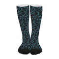 Black And Blue Geometric Mosaic Print Long Socks