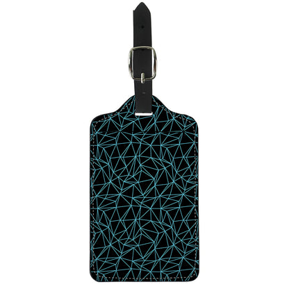 Black And Blue Geometric Mosaic Print Luggage Tag