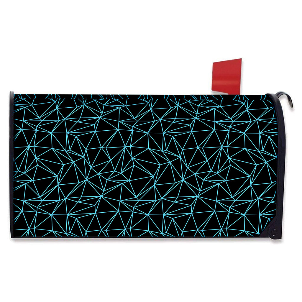 Black And Blue Geometric Mosaic Print Mailbox Cover
