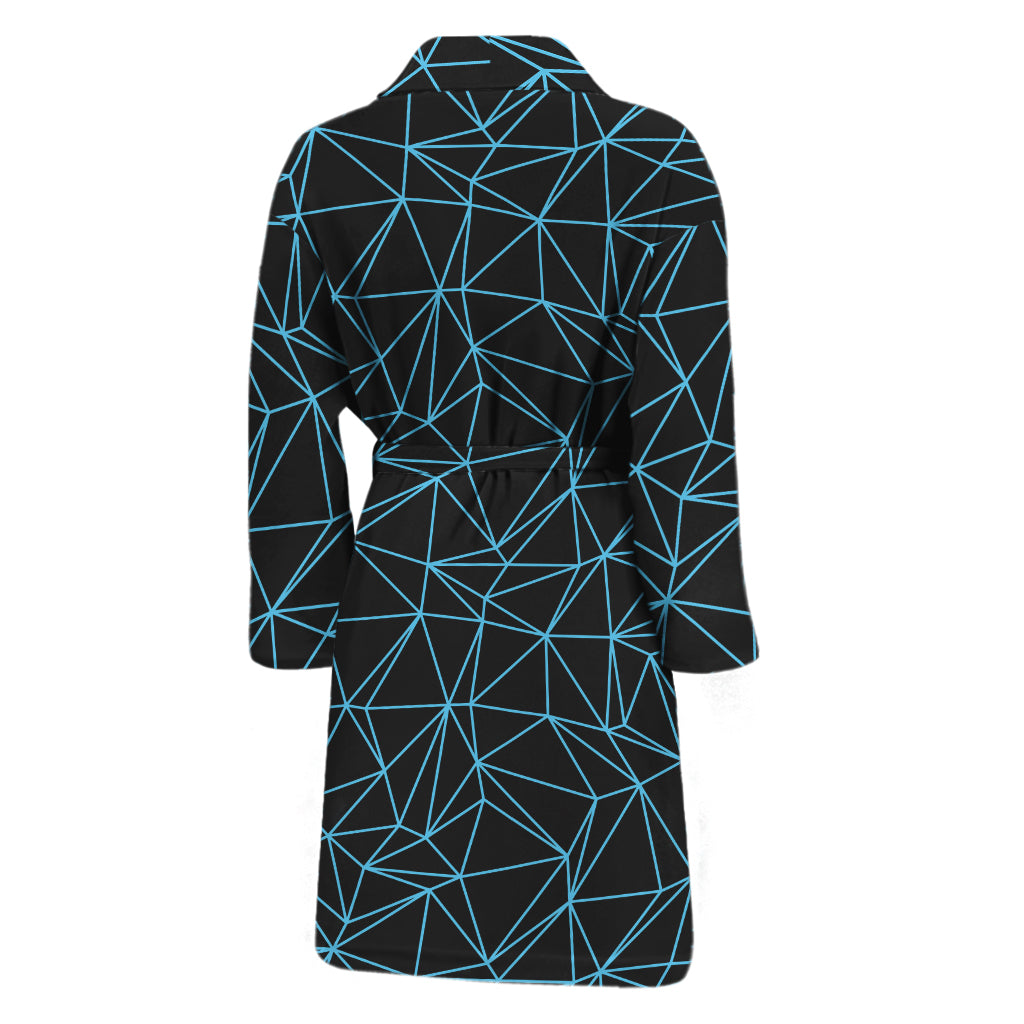 Black And Blue Geometric Mosaic Print Men's Bathrobe