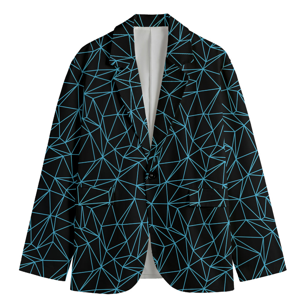 Black And Blue Geometric Mosaic Print Men's Blazer