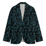 Black And Blue Geometric Mosaic Print Men's Blazer