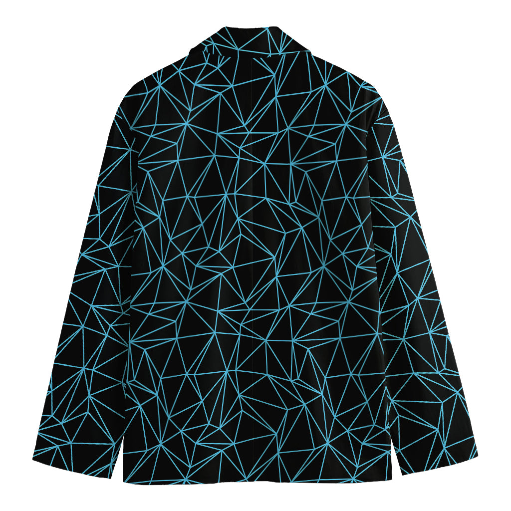 Black And Blue Geometric Mosaic Print Men's Blazer