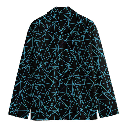 Black And Blue Geometric Mosaic Print Men's Blazer