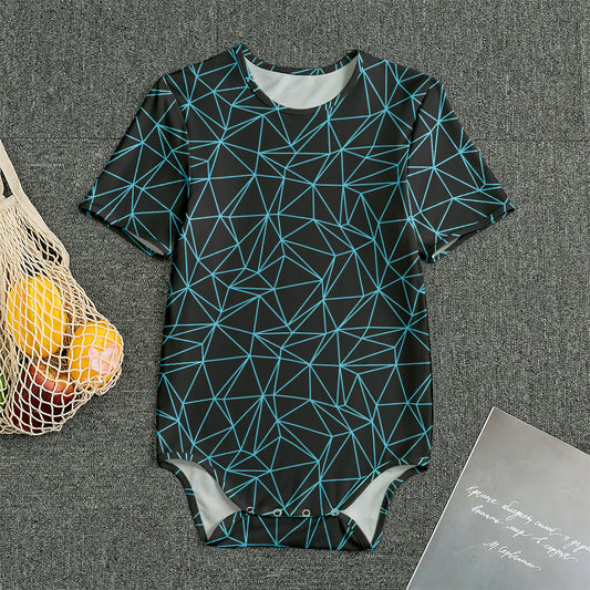 Black And Blue Geometric Mosaic Print Men's Bodysuit