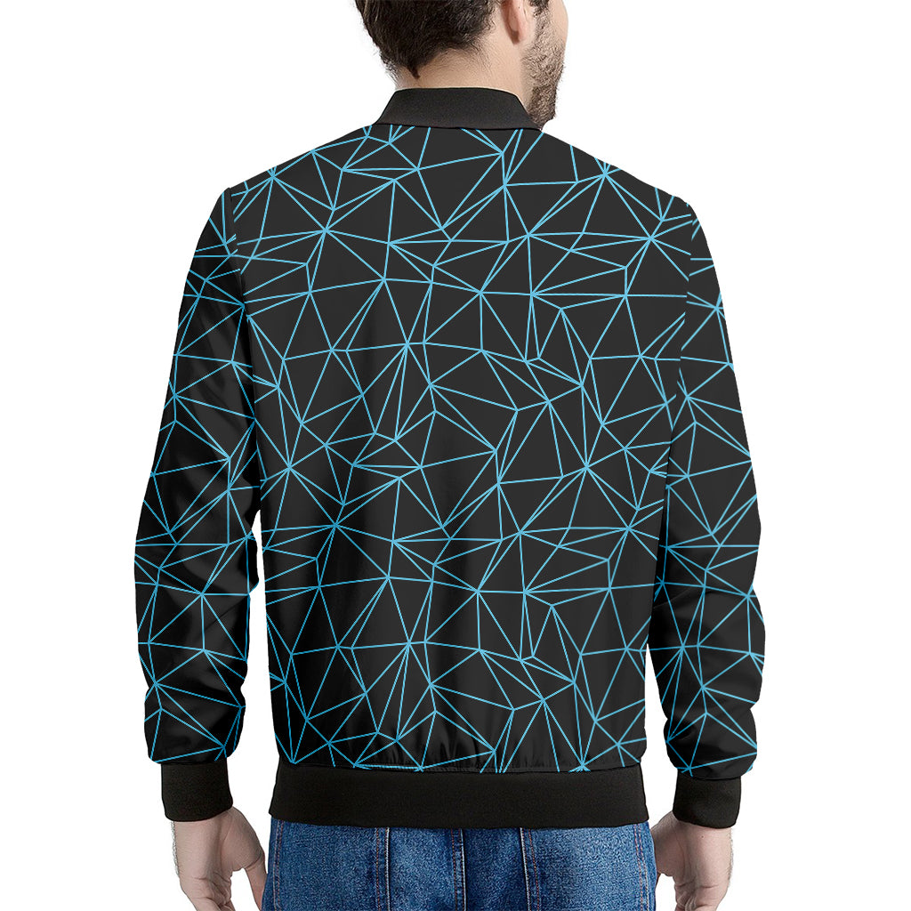 Black And Blue Geometric Mosaic Print Men's Bomber Jacket