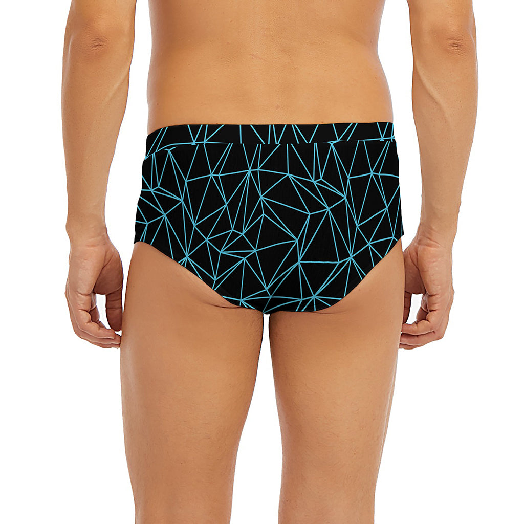 Black And Blue Geometric Mosaic Print Men's Briefs