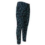 Black And Blue Geometric Mosaic Print Men's Compression Pants