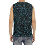 Black And Blue Geometric Mosaic Print Men's Fitness Tank Top