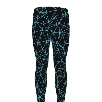 Black And Blue Geometric Mosaic Print Men's leggings