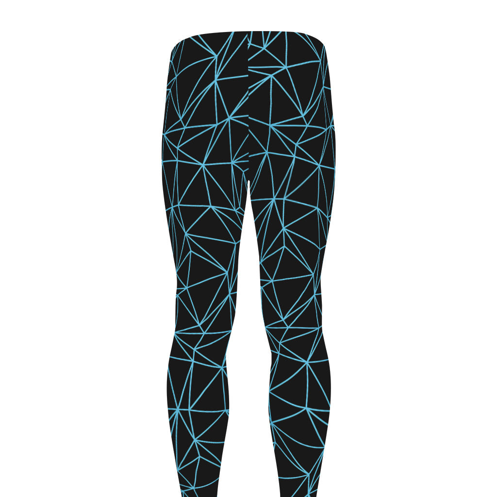 Black And Blue Geometric Mosaic Print Men's leggings