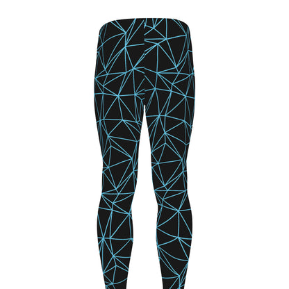 Black And Blue Geometric Mosaic Print Men's leggings