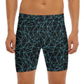 Black And Blue Geometric Mosaic Print Men's Long Boxer Briefs