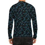 Black And Blue Geometric Mosaic Print Men's Long Sleeve Rash Guard