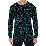 Black And Blue Geometric Mosaic Print Men's Long Sleeve T-Shirt