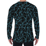 Black And Blue Geometric Mosaic Print Men's Long Sleeve T-Shirt