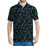 Black And Blue Geometric Mosaic Print Men's Polo Shirt