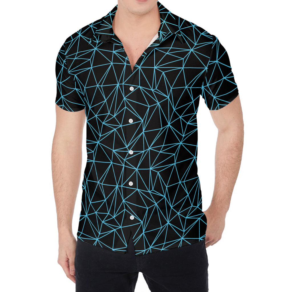 Black And Blue Geometric Mosaic Print Men's Shirt