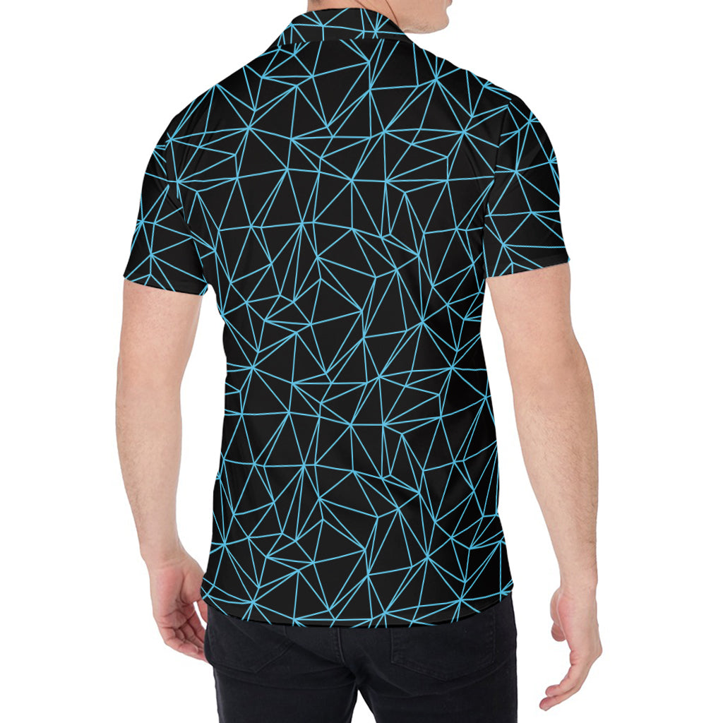 Black And Blue Geometric Mosaic Print Men's Shirt