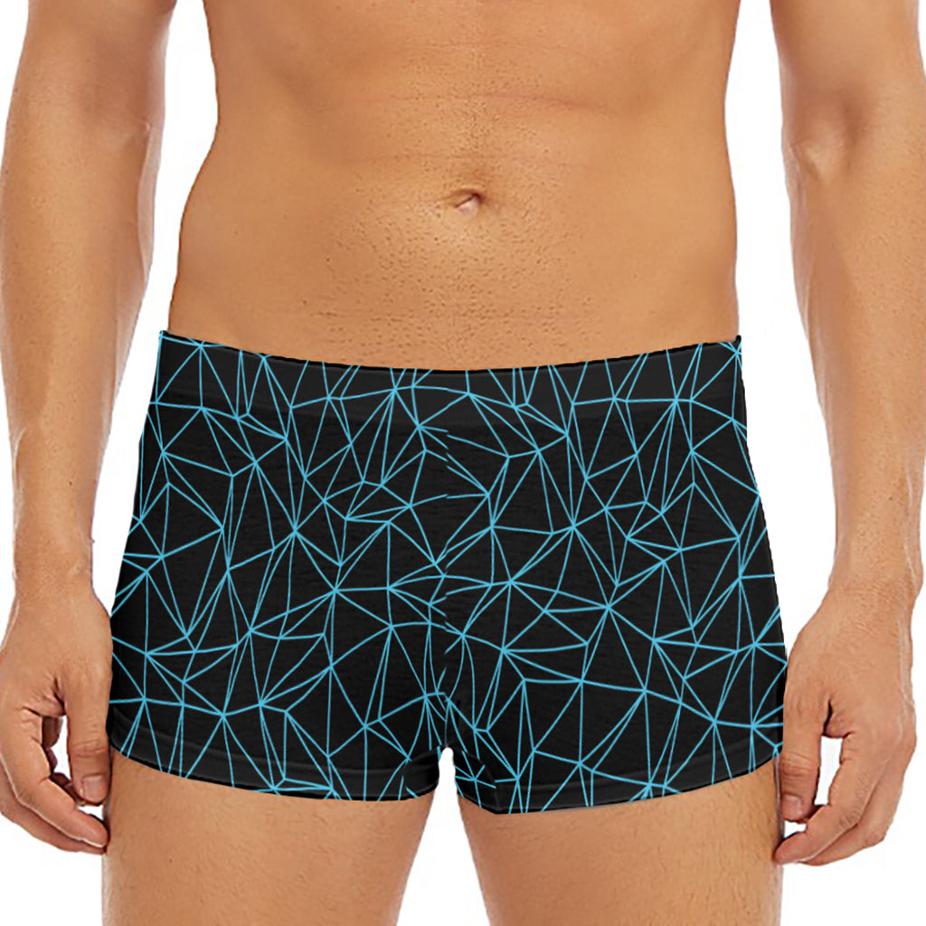 Black And Blue Geometric Mosaic Print Men's Short Boxer Briefs