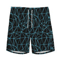 Black And Blue Geometric Mosaic Print Men's Athletic Shorts