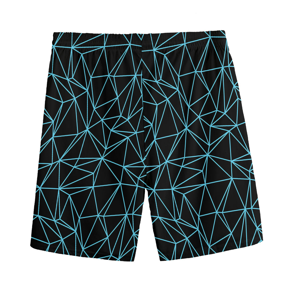 Black And Blue Geometric Mosaic Print Men's Sports Shorts
