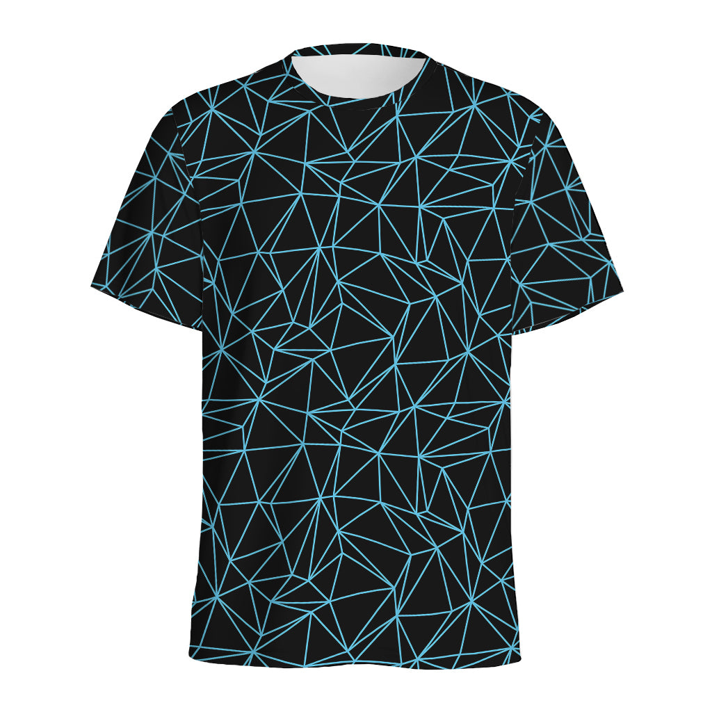 Black And Blue Geometric Mosaic Print Men's Sports T-Shirt