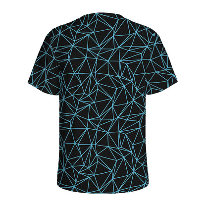 Black And Blue Geometric Mosaic Print Men's Sports T-Shirt