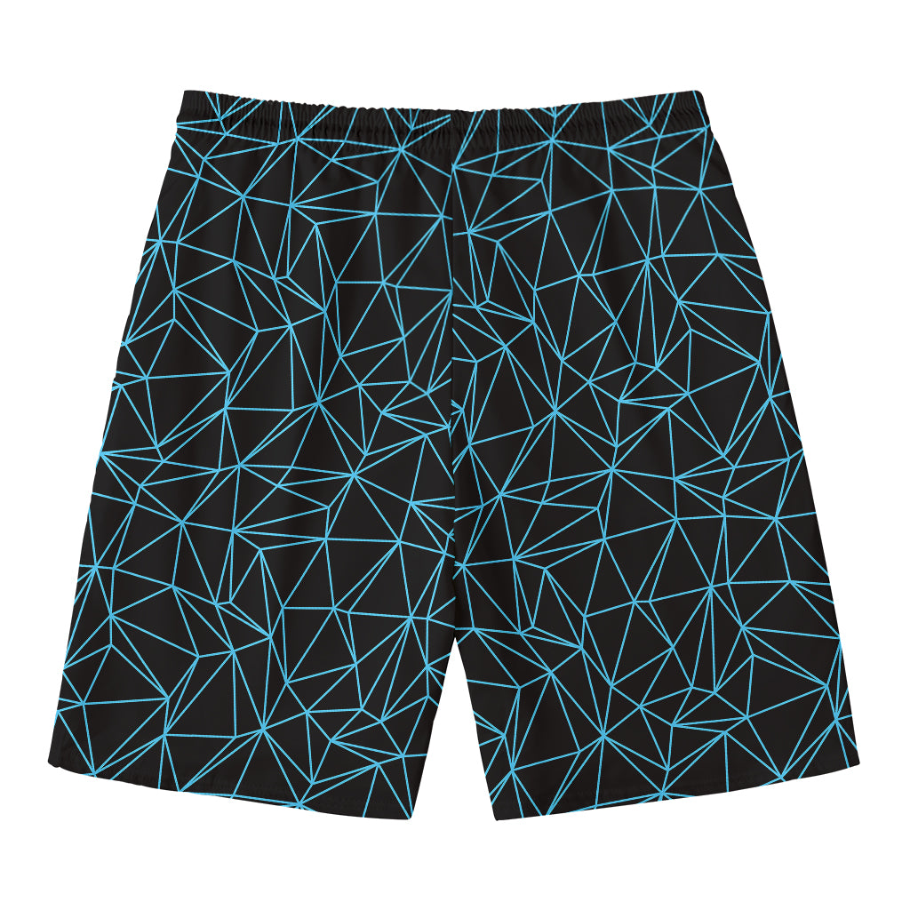 Black And Blue Geometric Mosaic Print Men's Swim Trunks