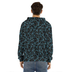 Black And Blue Geometric Mosaic Print Men's Velvet Pullover Hoodie