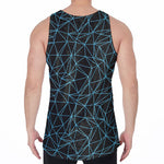 Black And Blue Geometric Mosaic Print Men's Velvet Tank Top