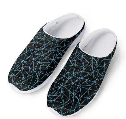 Black And Blue Geometric Mosaic Print Mesh Casual Shoes