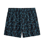 Black And Blue Geometric Mosaic Print Mesh Shorts