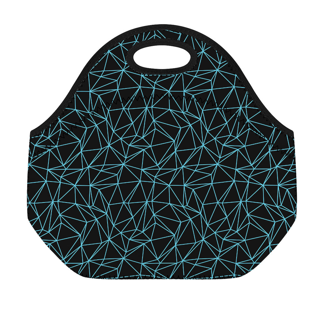 Black And Blue Geometric Mosaic Print Neoprene Lunch Bag