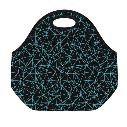 Black And Blue Geometric Mosaic Print Neoprene Lunch Bag