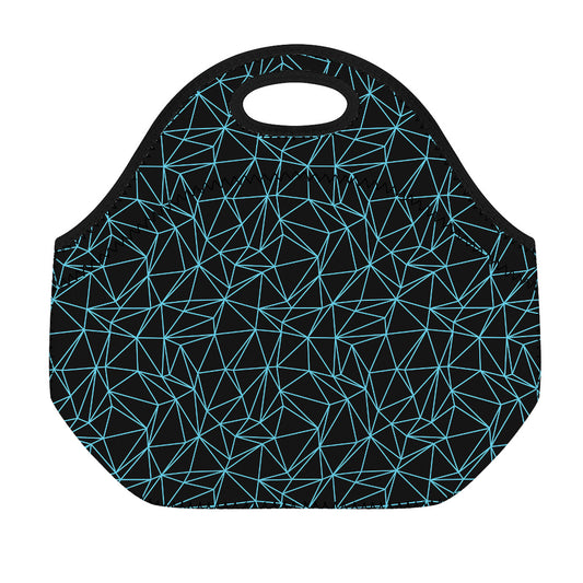 Black And Blue Geometric Mosaic Print Neoprene Lunch Bag
