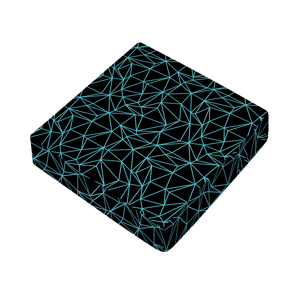 Black And Blue Geometric Mosaic Print Outdoor Seat Cushion Cover