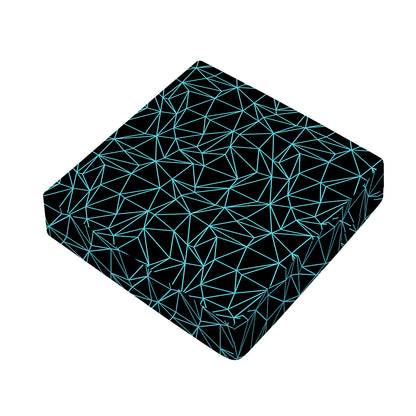 Black And Blue Geometric Mosaic Print Outdoor Seat Cushion Cover
