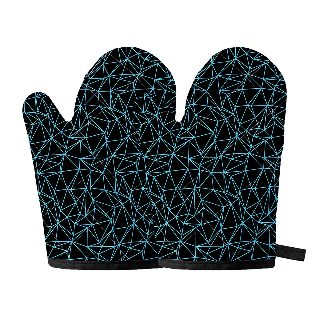 Black And Blue Geometric Mosaic Print Oven Mitts