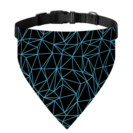 Black And Blue Geometric Mosaic Print Over The Collar Dog Bandana